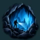 Explorador-na-caverna-azul-luminosa